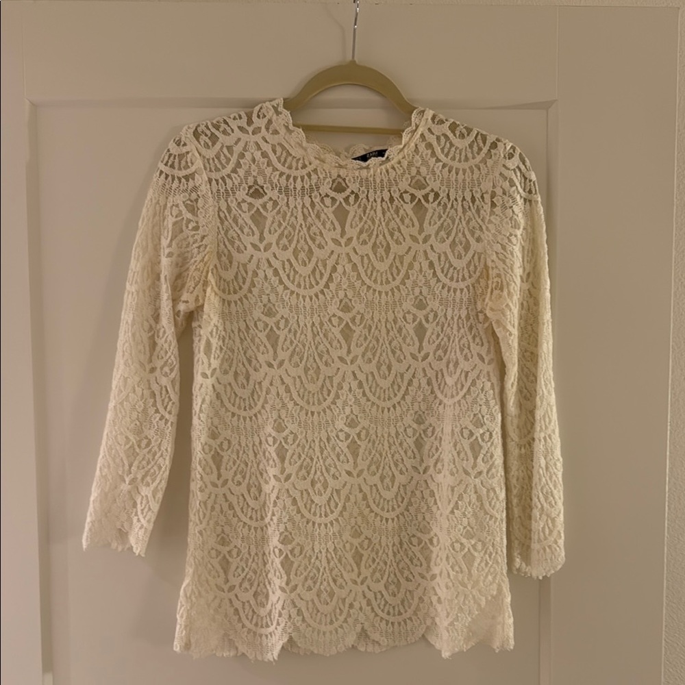 Cream Lace Long Sleeve Top